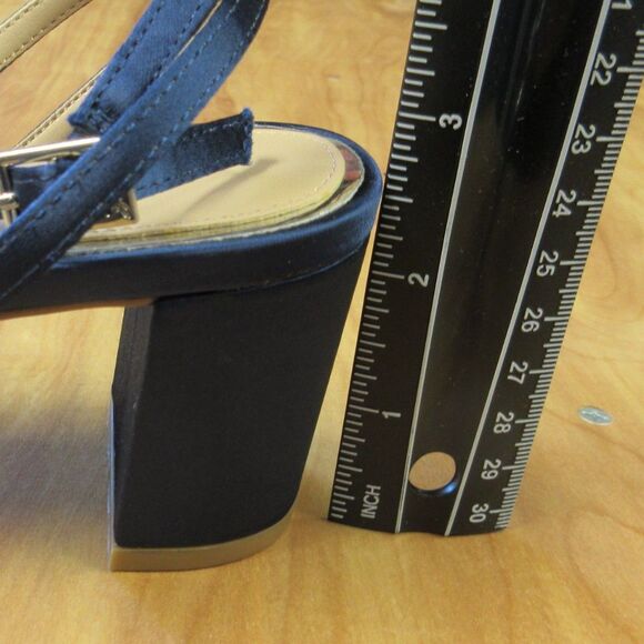 JEWEL BADGLEY MISCHKA Danni II Block Heel Sandal Sz 9 Navy Blue Evening Shoe NEW - Picture 10 of 13